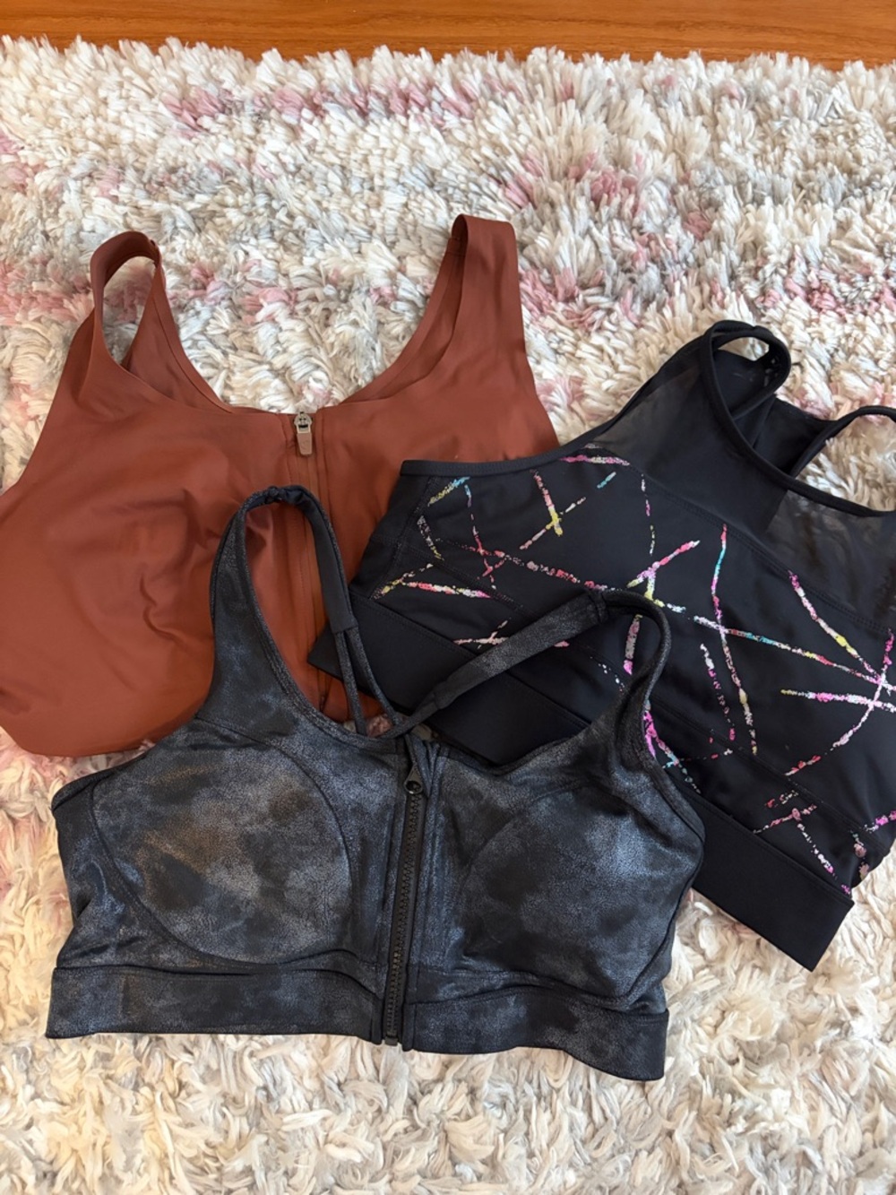 Front-Zip Brown Active Sports Bra - Unbranded